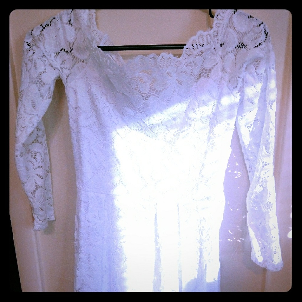 Off shoulder, long sleeve dress